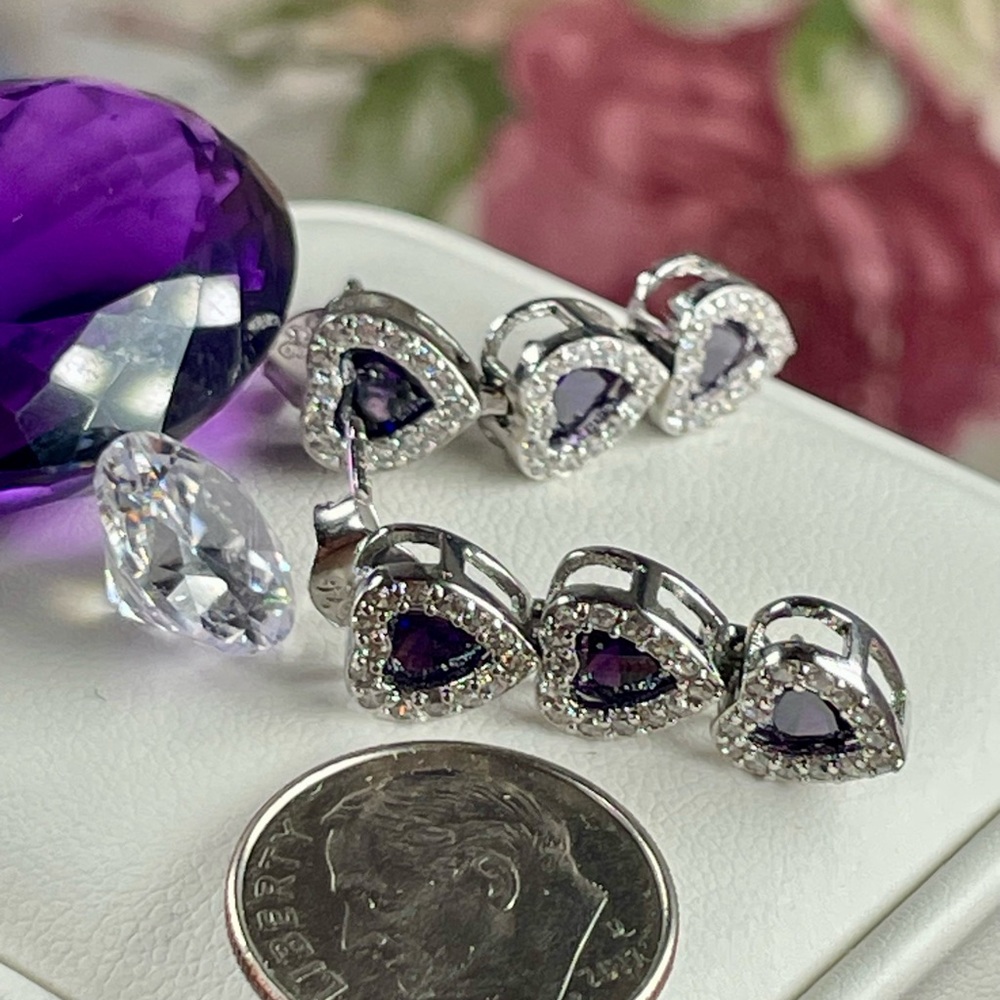 Amethyst Earrings Topaz Silver 925 Dangle Earrings - Picture 6 of 8